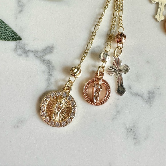 2/$30🌵 Religious Icon Earrings Virgin Mary Chain Dangle Delicate Jewelry NEW - Picture 3 of 8